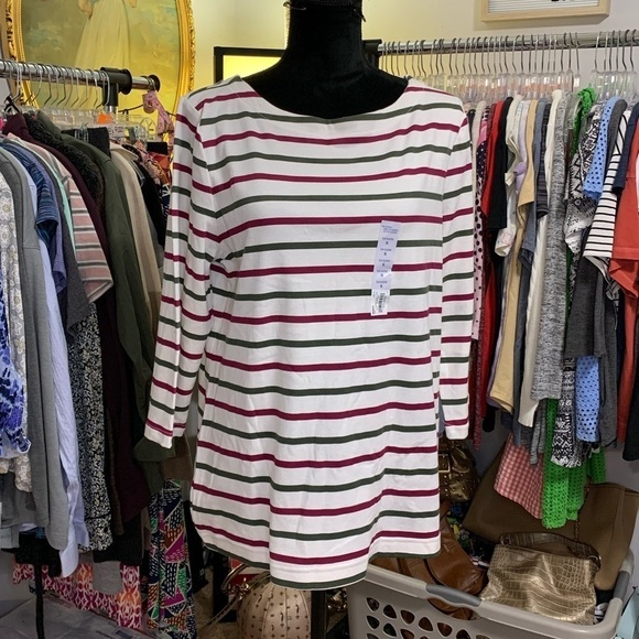 #149 NWT Croft & Barrow Striped Knit Blouse Shirt Top XL Extra Large - Picture 2 of 3